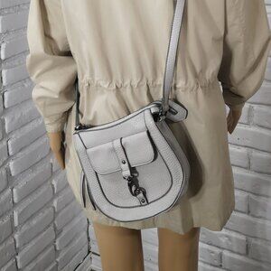 JustFab Ladies Grey Faux Leather Crossbody Bag w/ Adjustable Strap